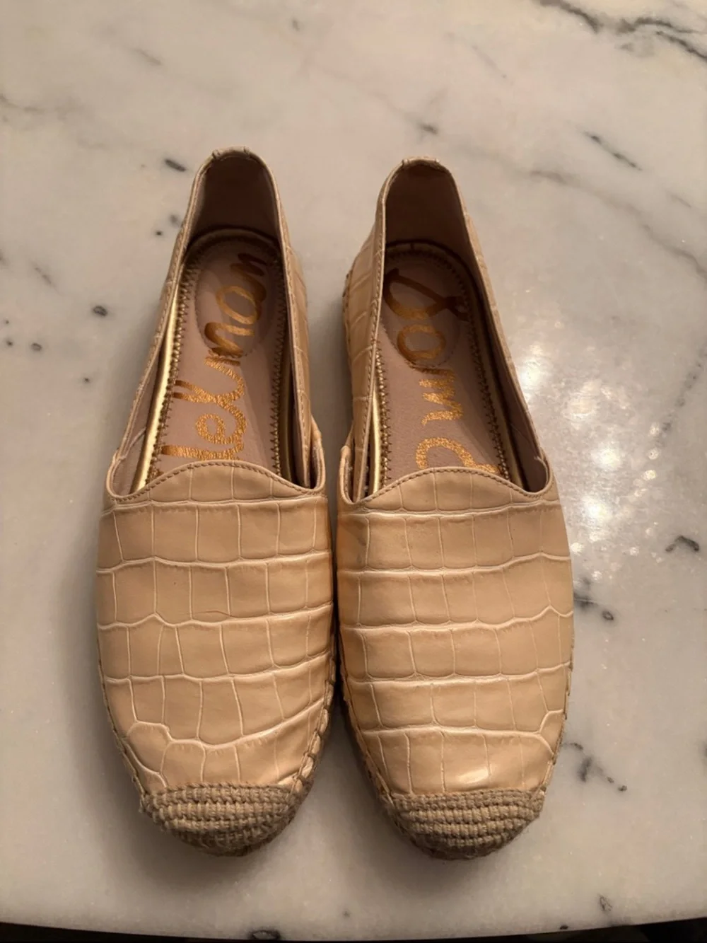 Sam Edelman Women's Kesia Creme Leather Slip On Loafer Espadrilles Shoes 7.5